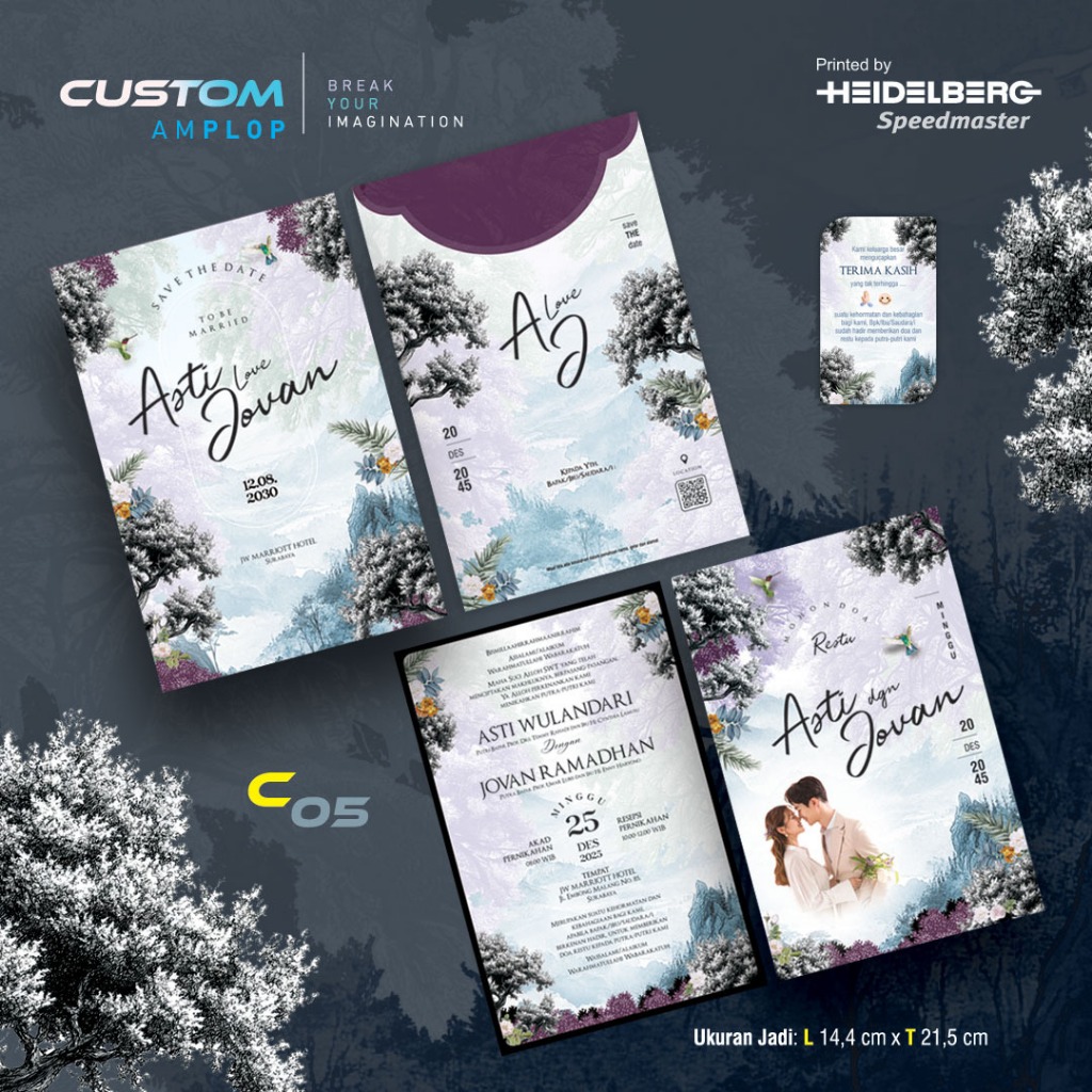 Custom | 05 (Amplop + Isi) Hardcover Blanko Undangan | Free File Setting