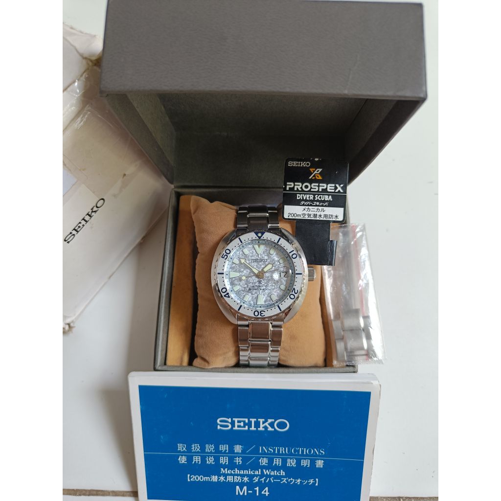 Seiko Prospex SBDY109 Mini Turtle Diver Scuba Ice Blue frost (JDM) original bekas fullset normal