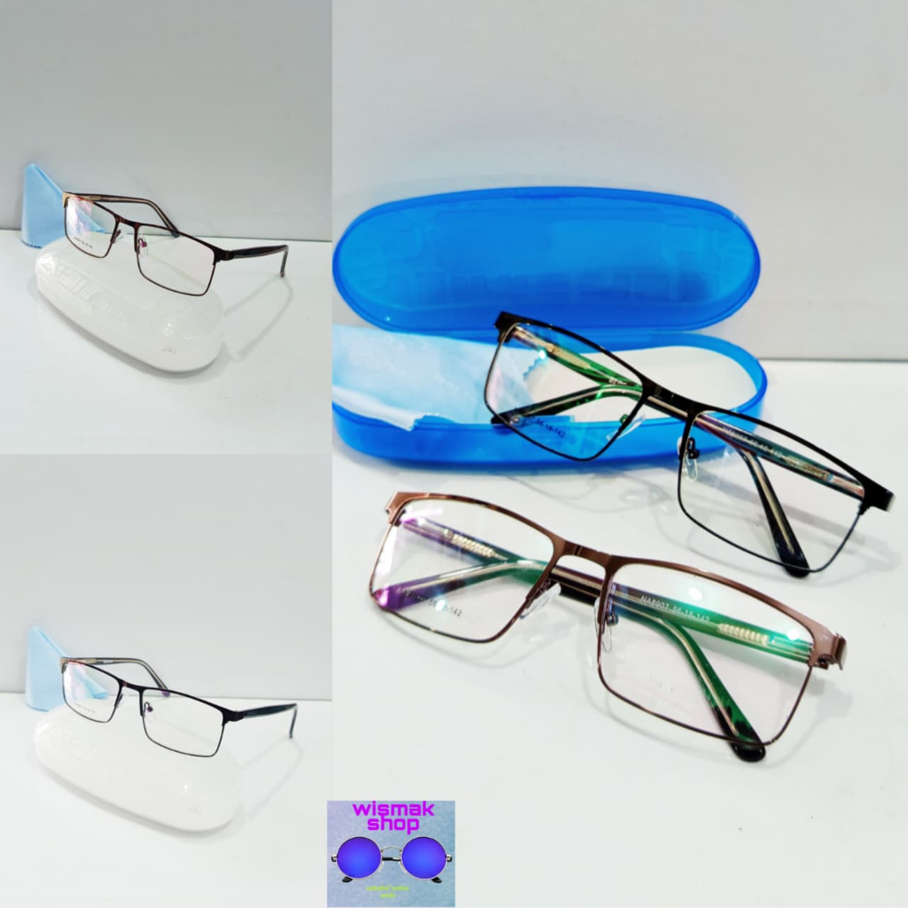 Frame kacamata bingkai kacamata full frame kotak persegi panjang tangkai per ada besi didalam
