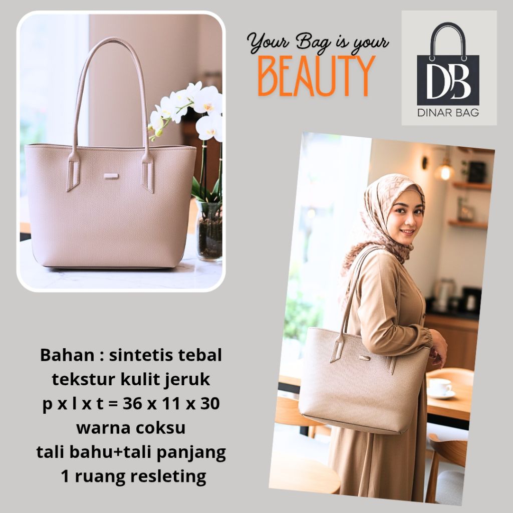 Dinar Bag | Tote Bag kulit jeruk travel bag tas kuliah tas kerja tas guru coksu 34