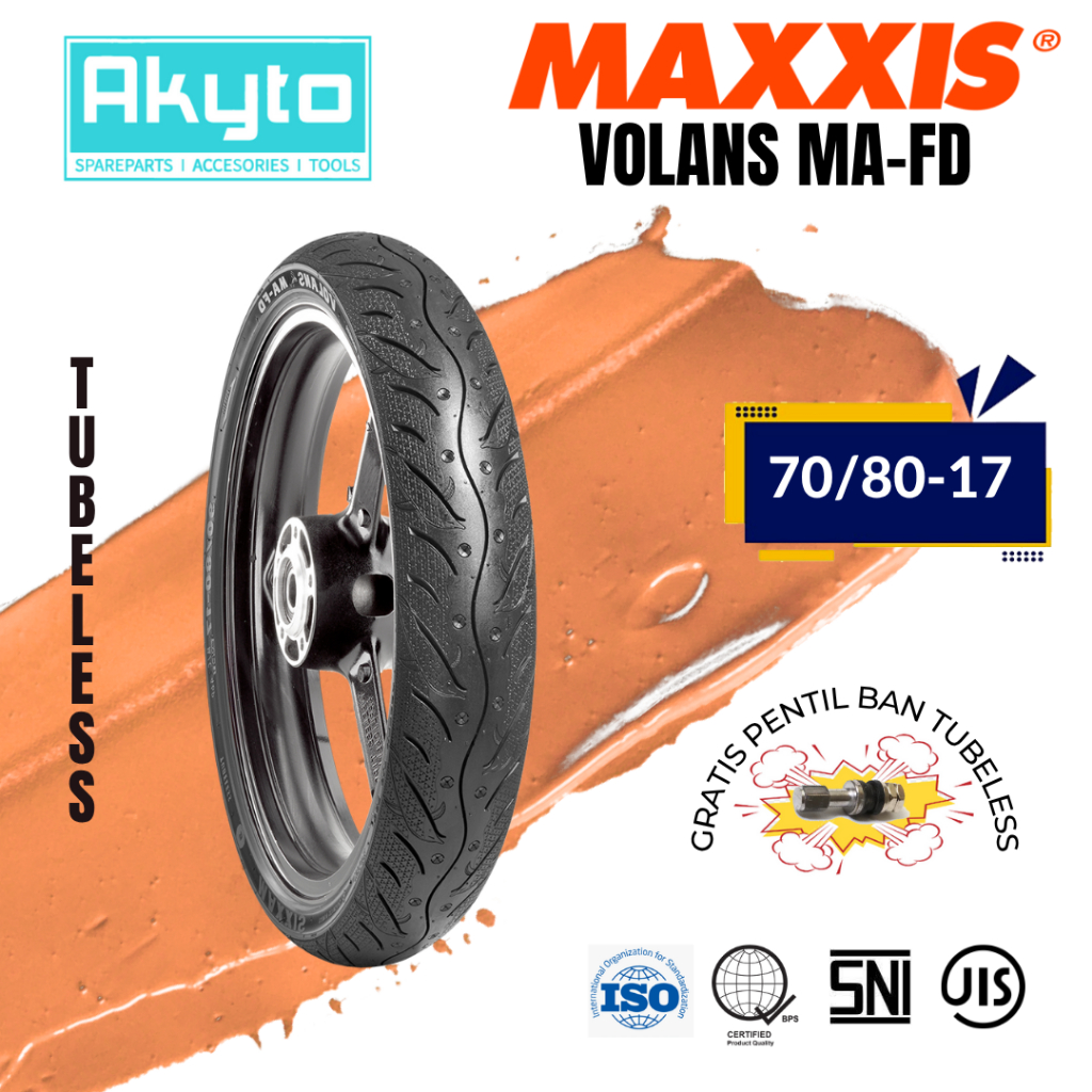 [MAXXIS] BAN CACING VOLANS 70/80-17 / MA-FD BAN MOTOR TUBELESS RING 17 HARIAN MOTIF LUMBA LUMBA R17