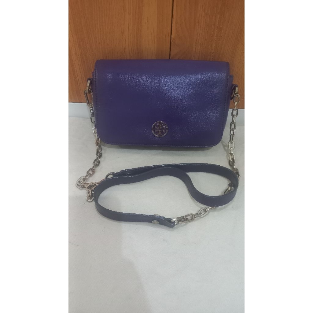 Tas sling selempang rantai TB tory burch ungu cantik