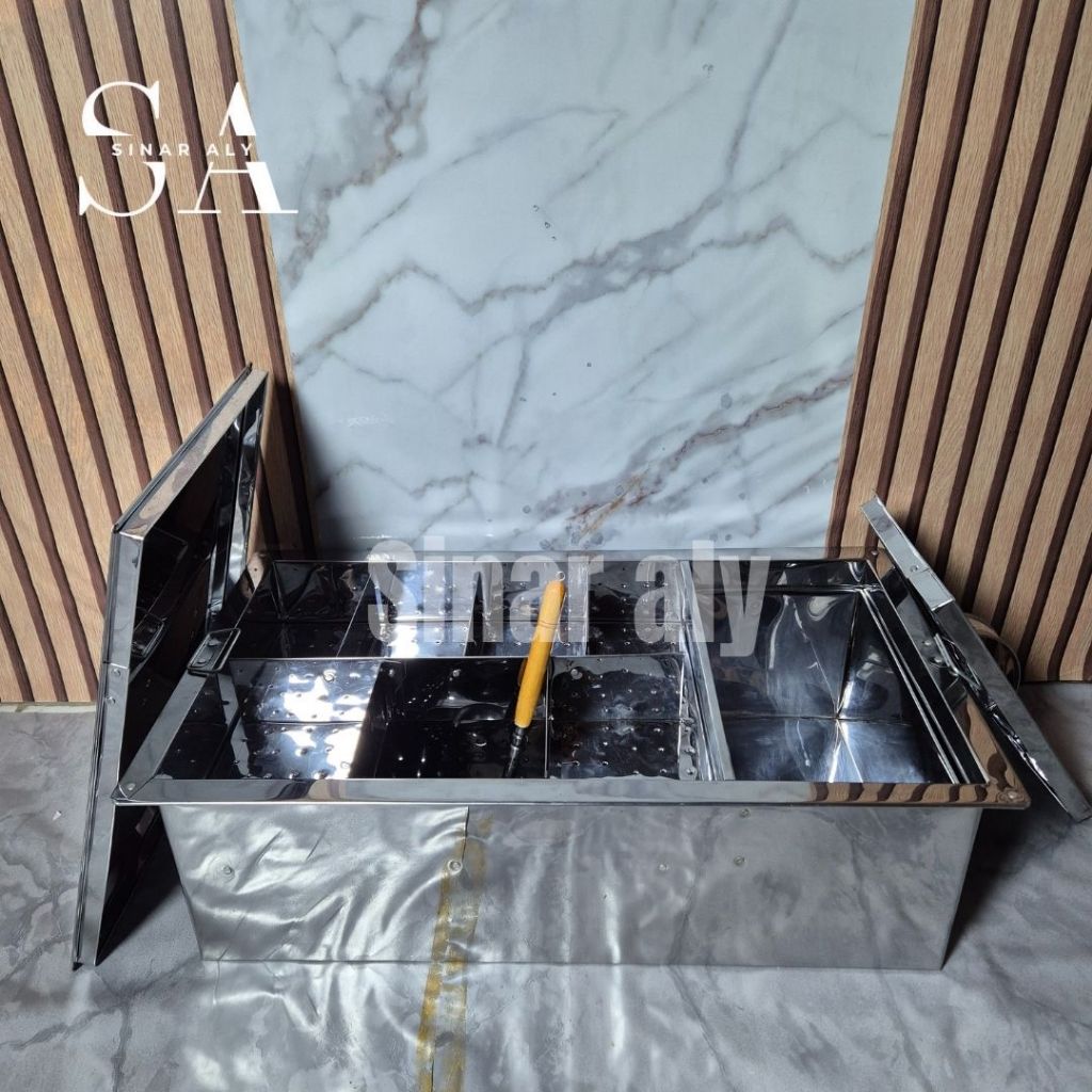 Dandang Panci Bakso Prasmanan 6 Sekat + 2 Kuah Bahan Stainless Ukuran 65×35×21 cm