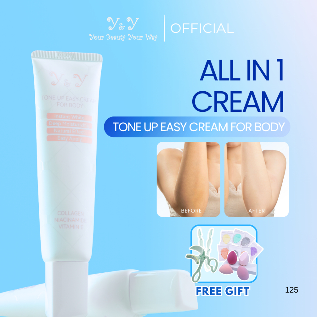 Y&Y ynybeauty Niacinamide Vit C Tone Up Easy Cream Body 50g Hand Body Krim Lotion Pemutih Mencerahka