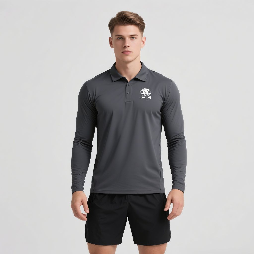 Madaha Polo shirt Dry Fit Kaos Kerah Lengan Panjang Jersey Olahraga Surfing sunset tide