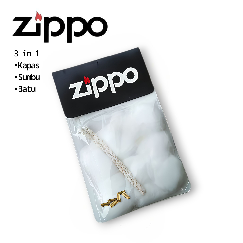 Kapas Korek Zippo Zorro Paket 3in1 Sumbu Dan Batu