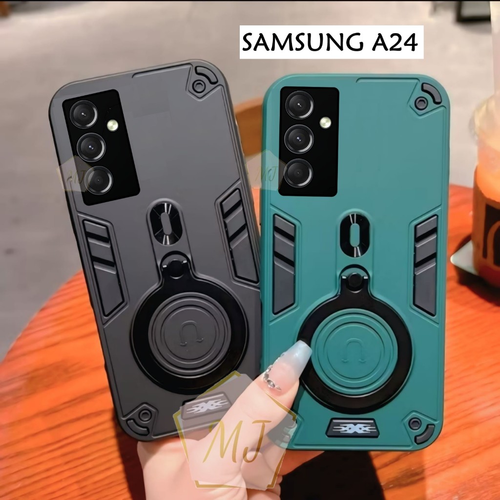 Casing Hp Samsung A24 Case Robot Fiber Ring 360 Ring Case Pro Camera Cover Handphone