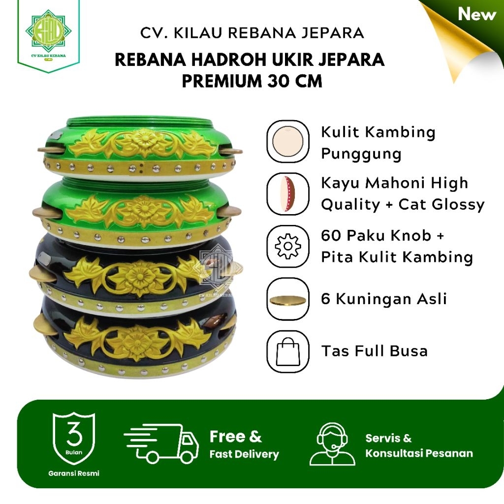 Rebana Hadroh Terbang Ukir Jepara 30 Cm Berkualitas dan Bergaransi CV Kilau Rebana Jepara