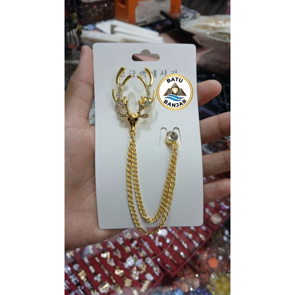 bros klip pin classic motif kepala rusa