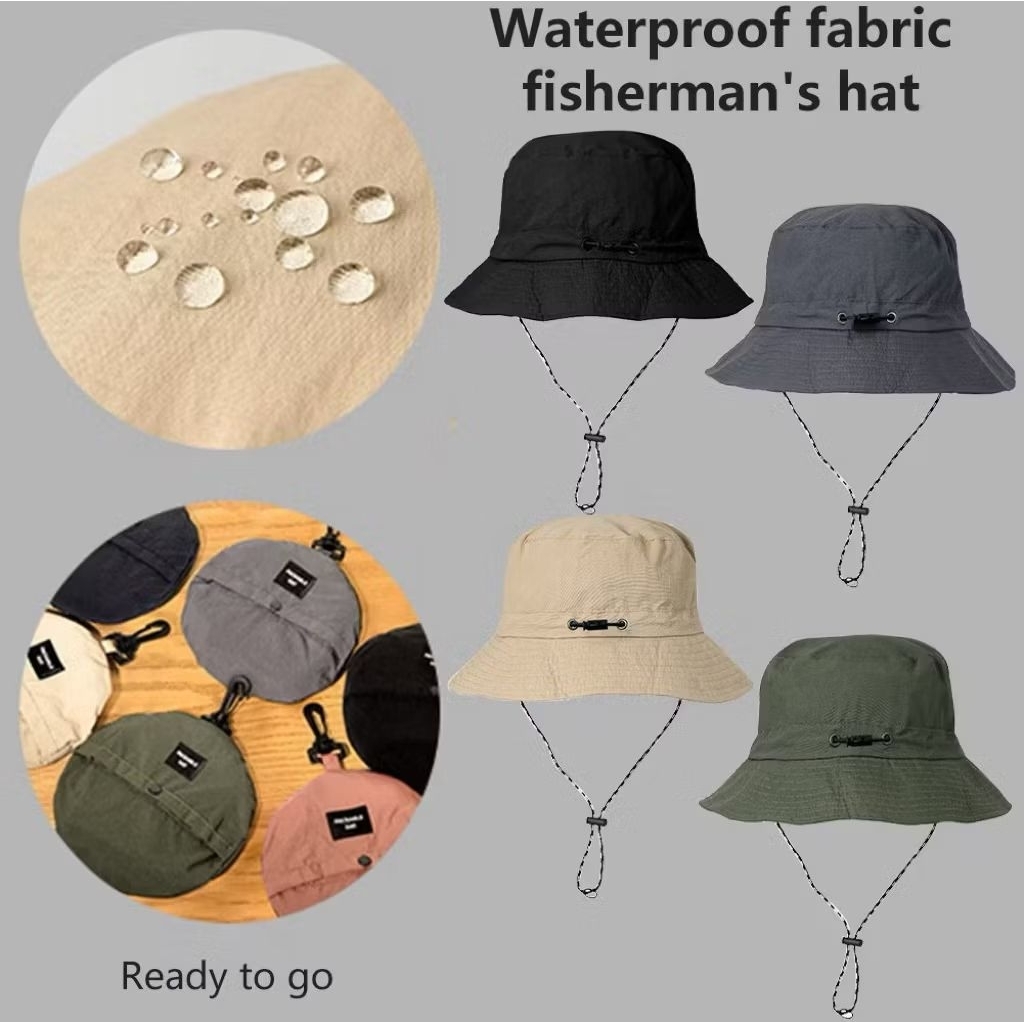 Topi Gunung Bucket Hat Rimba Pria Wanita Topi Rimba Bulat Parasut Waterproof Kekinian Bisa Dilipat