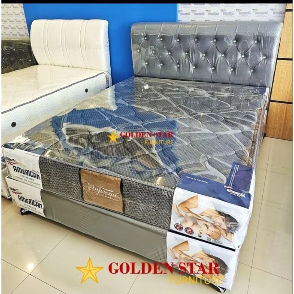 kasur American Pillo Supreme/SET Springbed 120/160/180 springbed Abu-abu grey