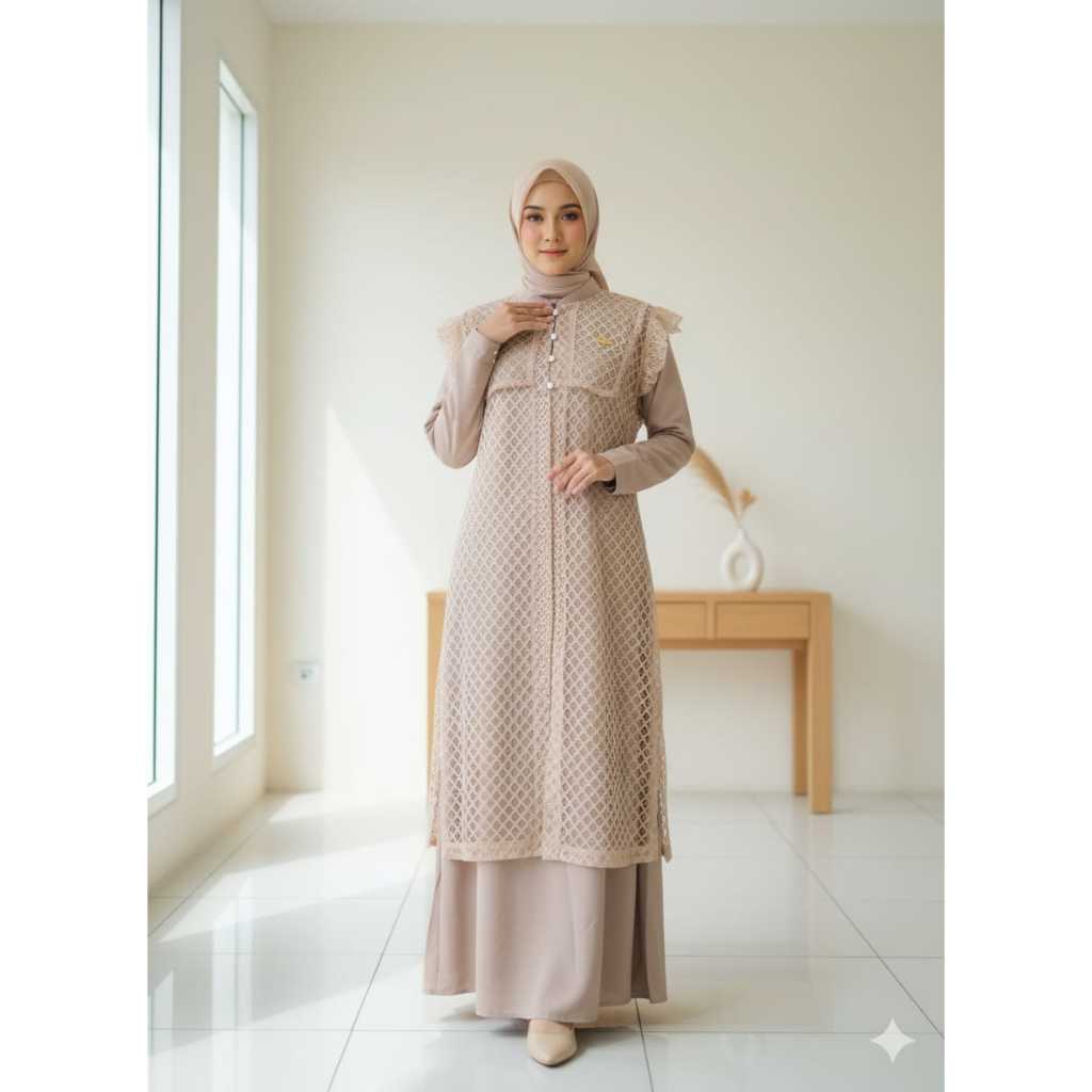 Zaya - Alesya Gamis Brokat Cantik || Gamis Pesta Outer Brokat Mewah Elegan
