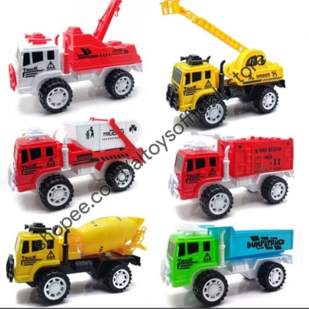 Mainan Truk Eksavator AK01 /Truk Mixer AK04 / Truk Crane AK06 / Truk Pemadam AK07 / Truk Sampah AK08