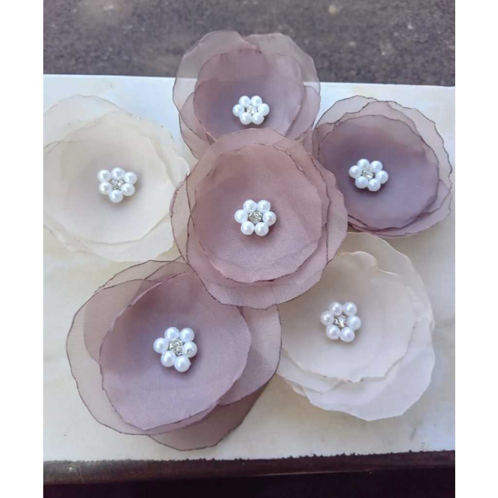Hiasan Bunga Organza Elegan Multifungsi ,bunga dandelion, kain organza,Bunga Kain Organza Mini Hiasa