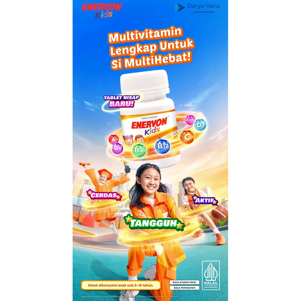 Enervon kids multivitamin anak vit C, D3, vit A, B Compleks, Zinc