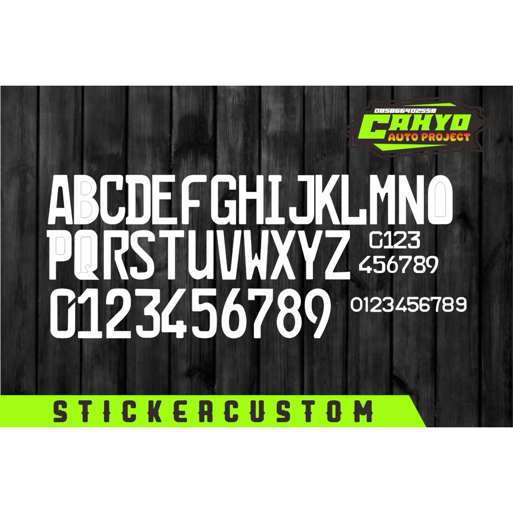 sticker plat mobil bahan nyala font baru