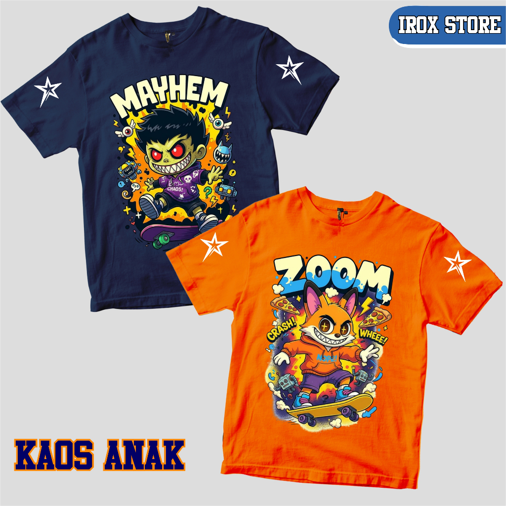 Baju Kaos Anak Animasi Kartun Zoom Mayhem Unisex Premium 1 2 3 4 5 6 7 8 9 10 Tahun