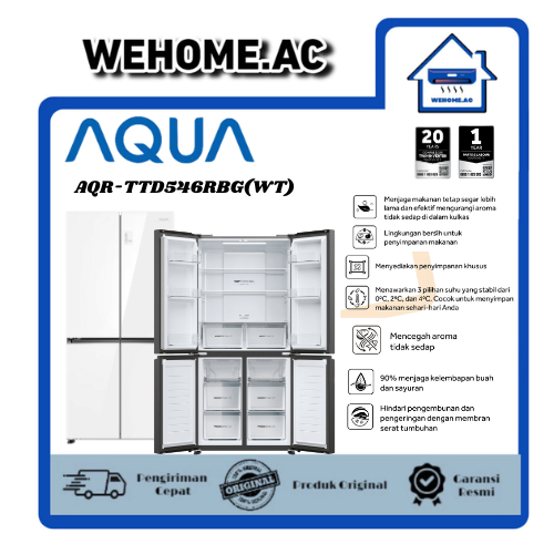 Kulkas Aqua Side By Side 4 Pintu AQR-TTD546RBG(WT) Kulkas 4 Pintu Aqua Kulkas Side by Side