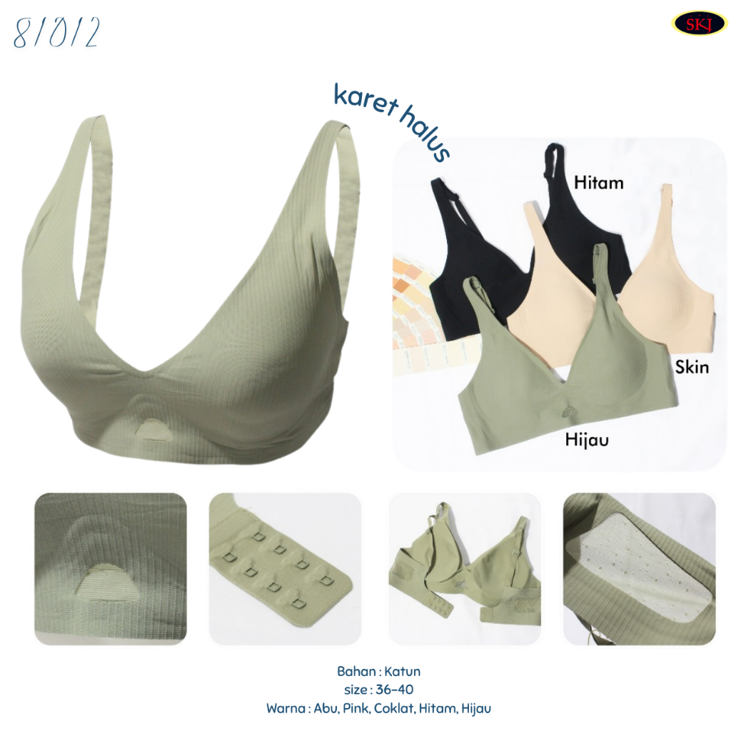 BH Brallete Busa Tanpa Kawat Busa Tebal - BH Sport Seamless ukuran 36-40 / Pakaian Dalam Wanita - 81