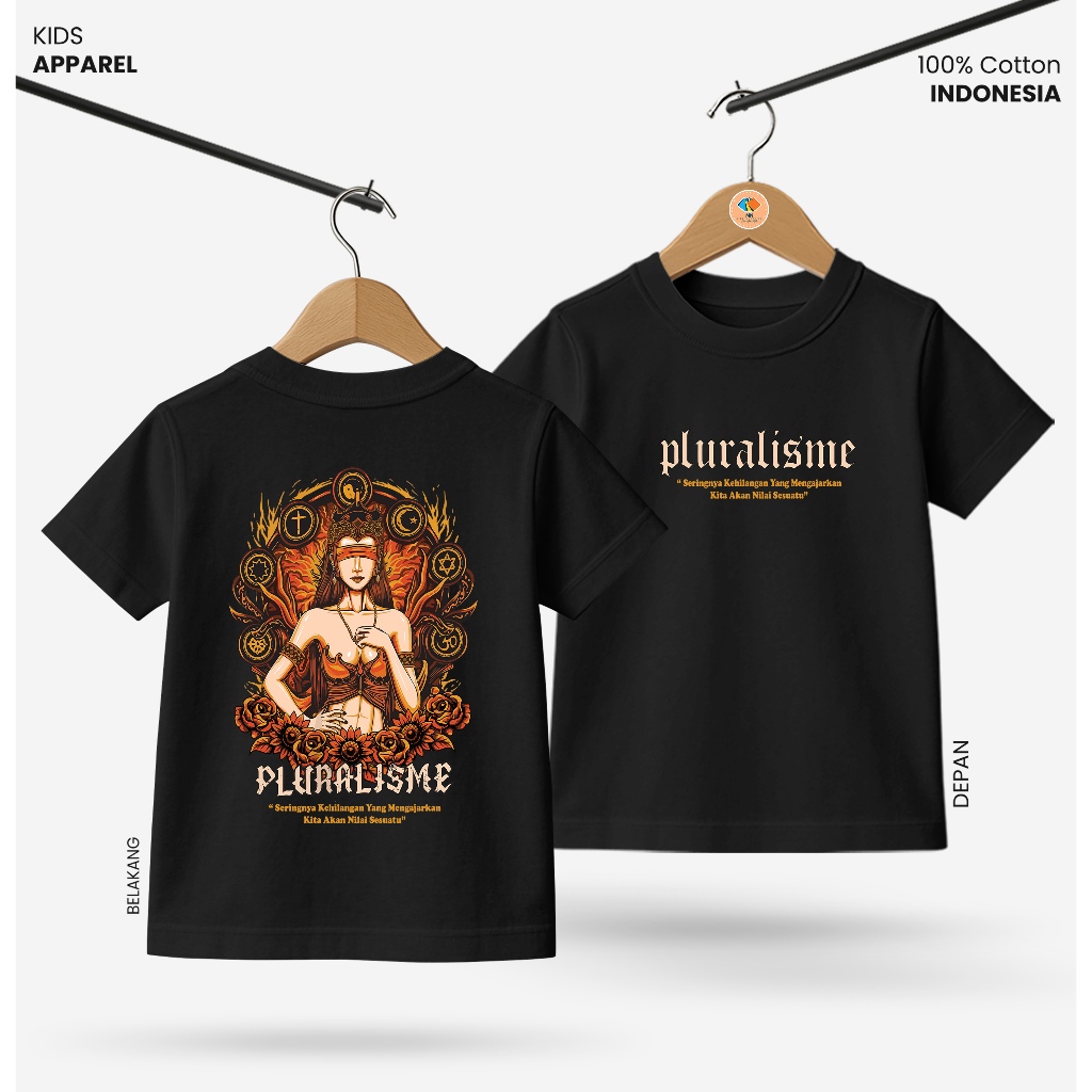 Baju Kaos Distro Anak Laki Laki Depan Belakang Keren Usia 3 - 10 Tahun - Kidswear Motif Pluralisme V
