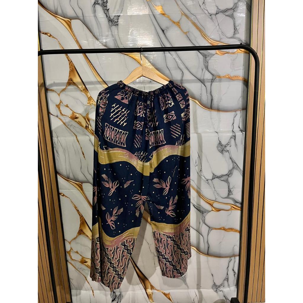 Celana Kulot Wanita Panjang Motif Bunga Bahan Santung Rayon Celana Santai Kulot Jumbo