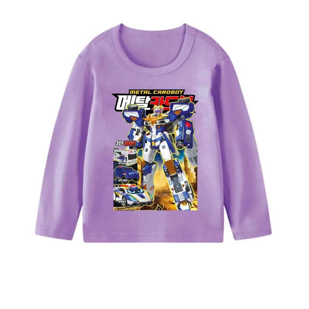COD Baju Kaos Lengan Panjang Motif Gambar CARDBOT METAL 03  Atasan Anak Laki Laki Perempuan Usia 1-1