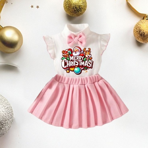 Baju Setelan Anak Perempuan Natal Merry Christmas Usia 1-6 Tahun