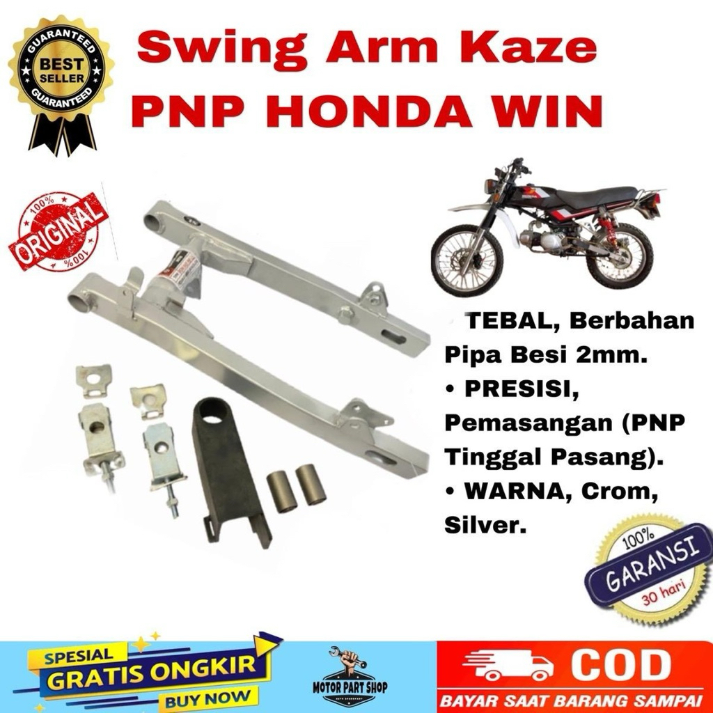 Swing Arm Arem Kaze pnp Honda Win 100 Modif Trail Gtx Gastrack Fullset Crom Silver Tebal Murah