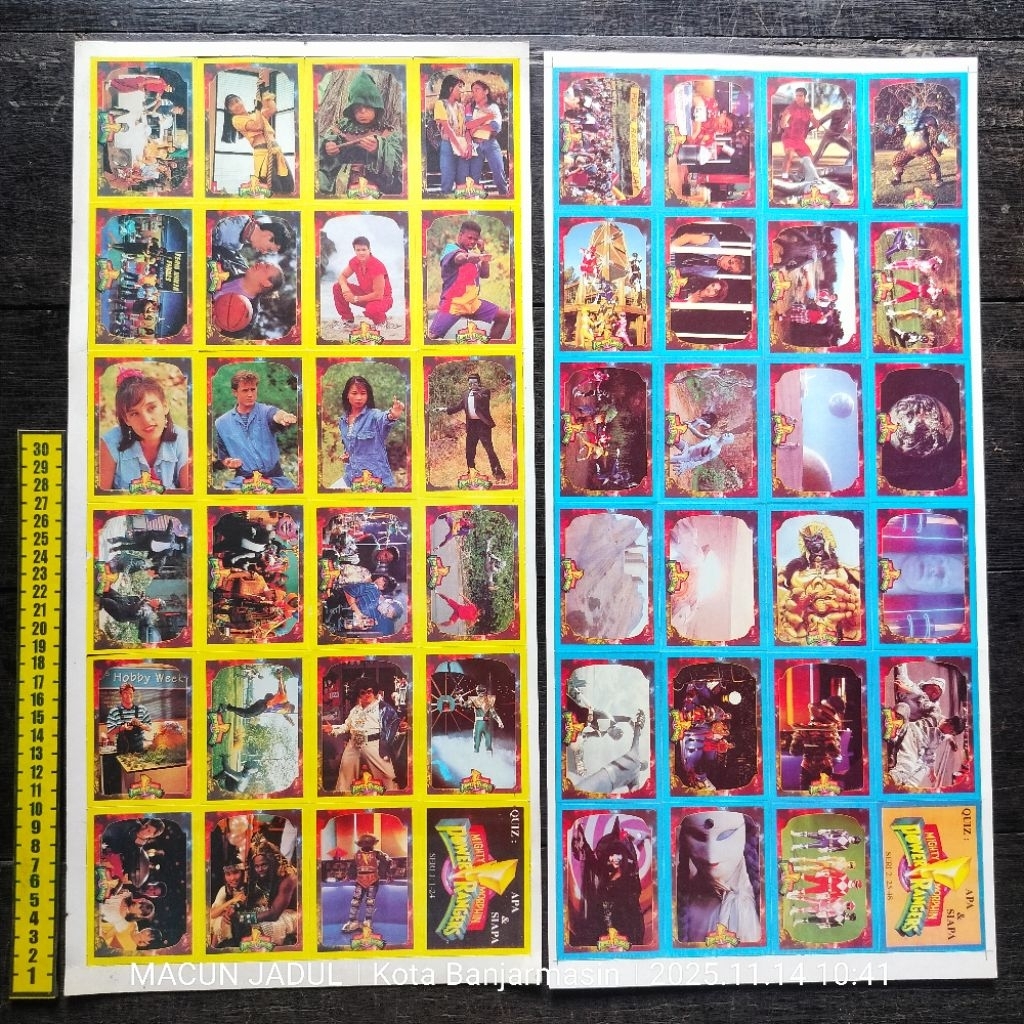 KARTU POWER RANGER 1995, KWARTED JADUL, GAMBARAN JADUL, UMBUL JADUL, MAINAN JADUL, MAINAN NOSTALGIA 