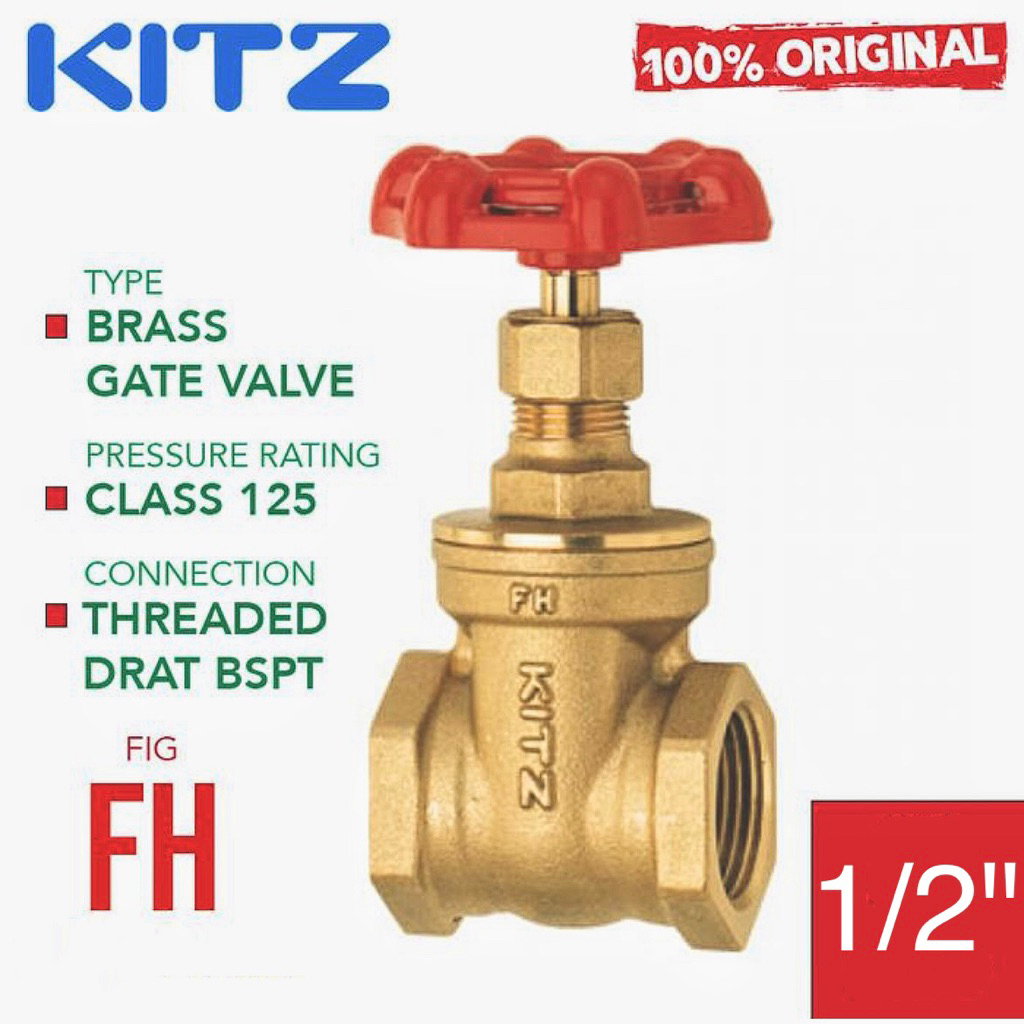 gate valve KITZ 1/2" / gate valve kuningan KITZ / stop kran gate valve KITZ / stop kran kuningan KIT