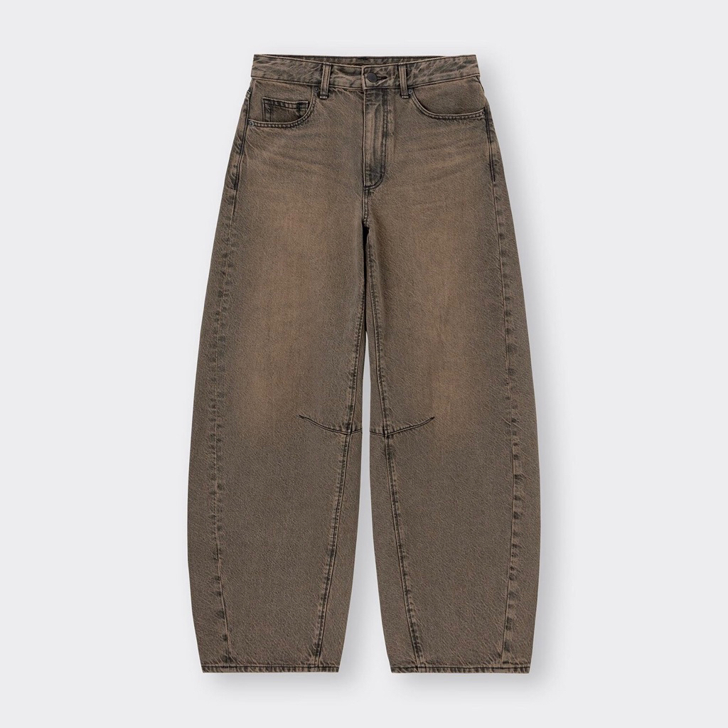 Barrel Leg Jeans Gu Uniqlo Brown
