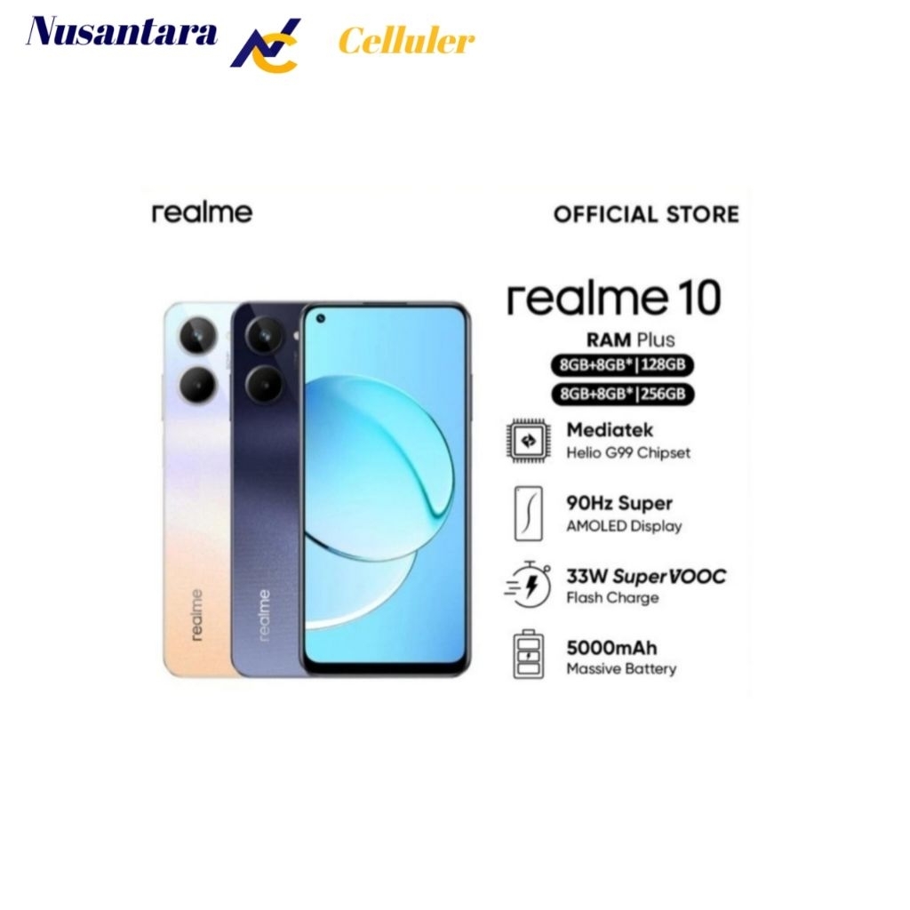 HP REALME 10 RAM 8+8 extended GB ROM 128 GB [Realme 10 8/128 GB] GARANSI RESMI