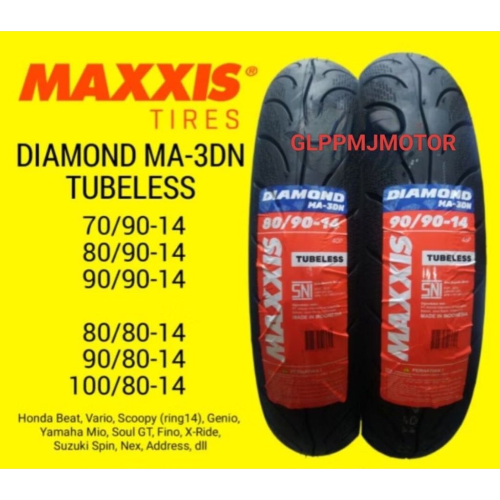 PAKET SEPASANG SATUAN BAN MAXXIS DIAMOND MA-3DN - TUBELESS (70/90 - 80/80 - 80/90 - 90/80 - 90/90 - 