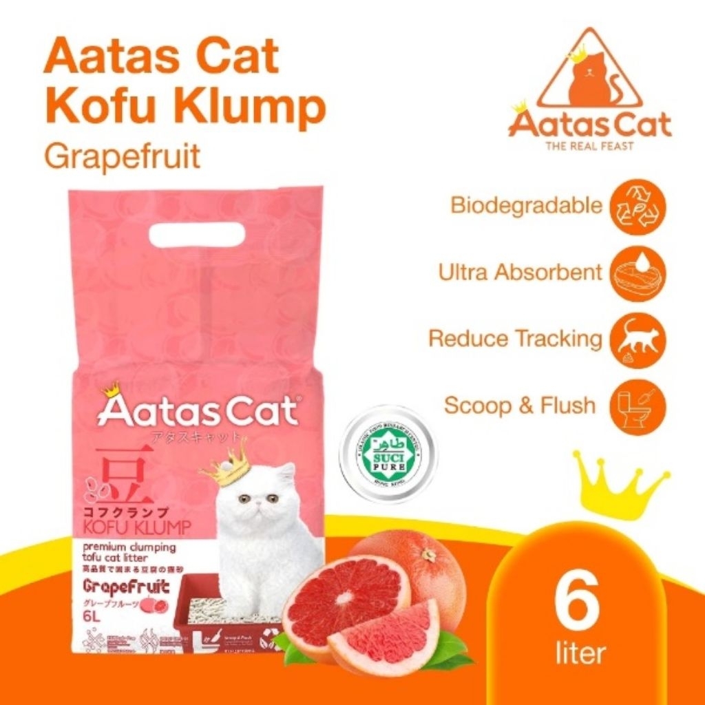 Pasir Kucing Tofu Aatas Cat Cat Litter Tofu 6L Grapefruit