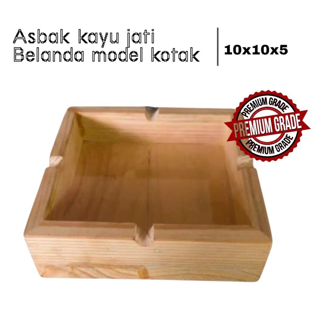 asbak kayu jati Belanda pinus model kotak halus dan rapi