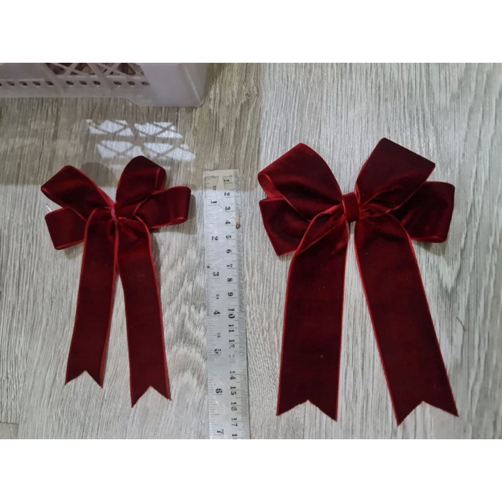 Pita Velvet Pohon Natal | Pita Besar Hiasan Natal Dekorasi Pita Besar