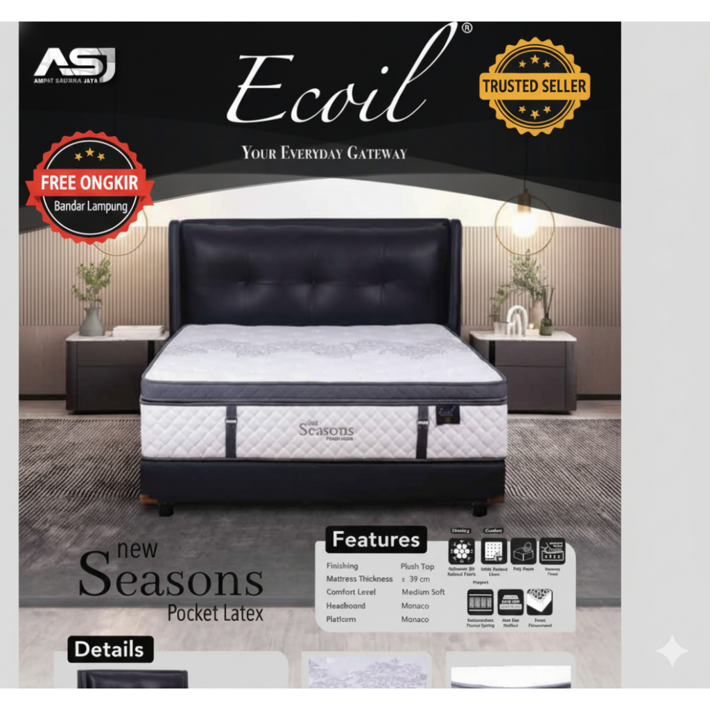 Kangaroo Springbed The Season Spring Pocket Latex - set Kasur Spring bed Matras