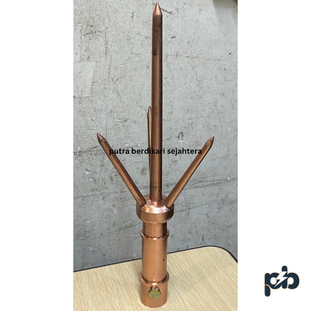 Tombak Anti Petir Trisula / Penangkal Petir Trisula / Splitzen Trisula 3 Cabang Material Campuran