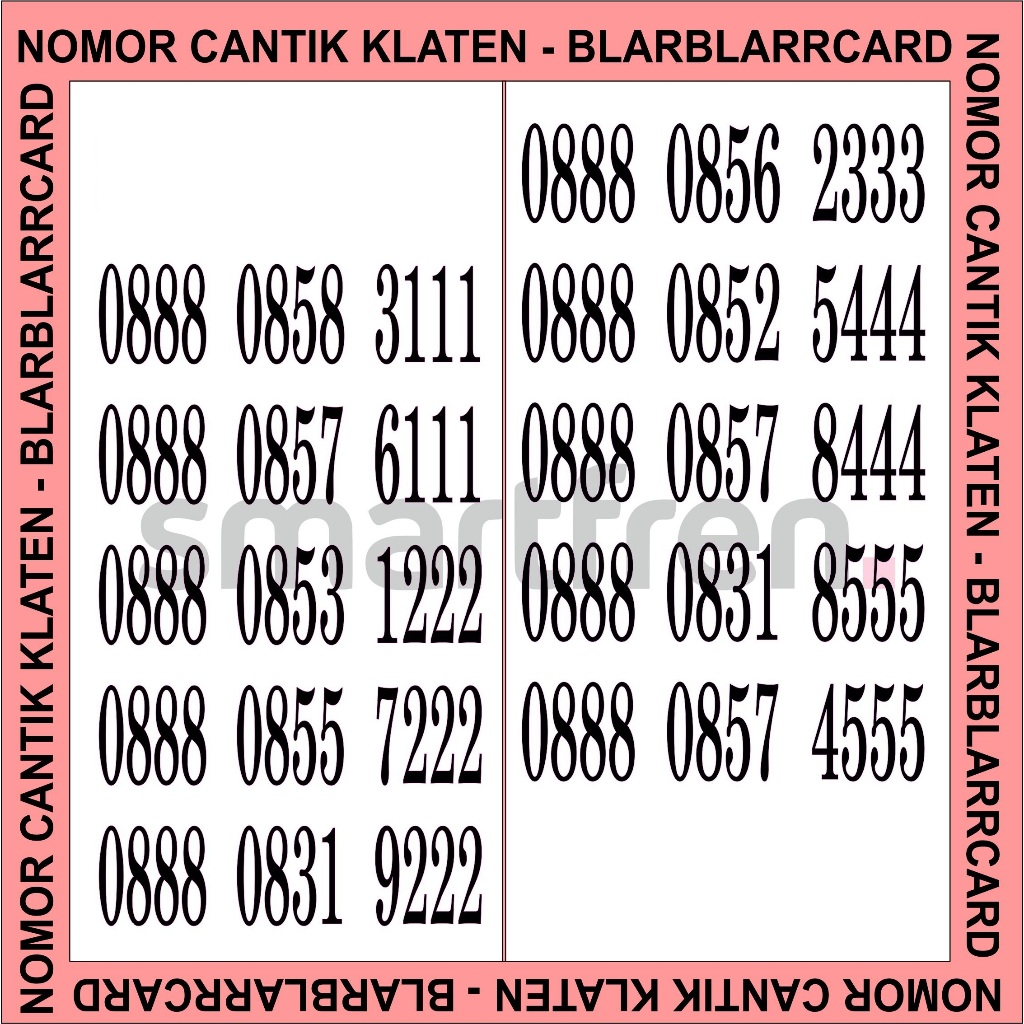 Perdana Nomer - Nomor Cantik Smartfren Double Triple 0888 08XXX 111 222 333 444 555