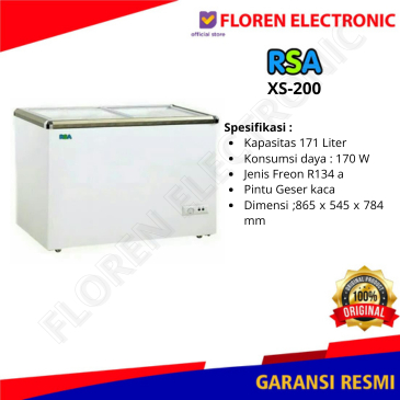 RSA Freezer XS 200 XS200 Flat Sliding Glass 171 Liter Kaca BARANG BARU DAN SEGEL MURAH GARANSI RESMI