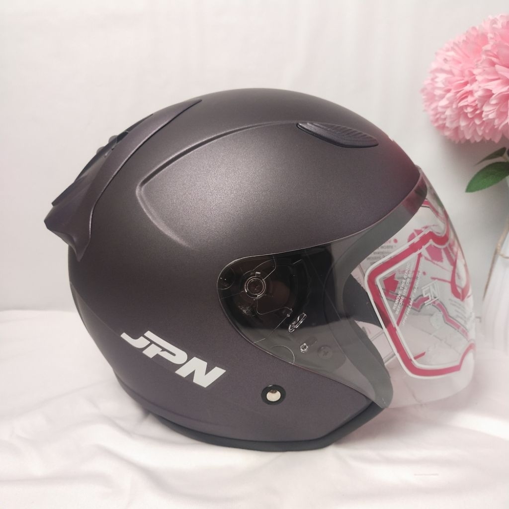 Helm JPN Galaxy Polos gun met doff / Helm Half Face JPN Galaxy polos murah / helm half face murah Me