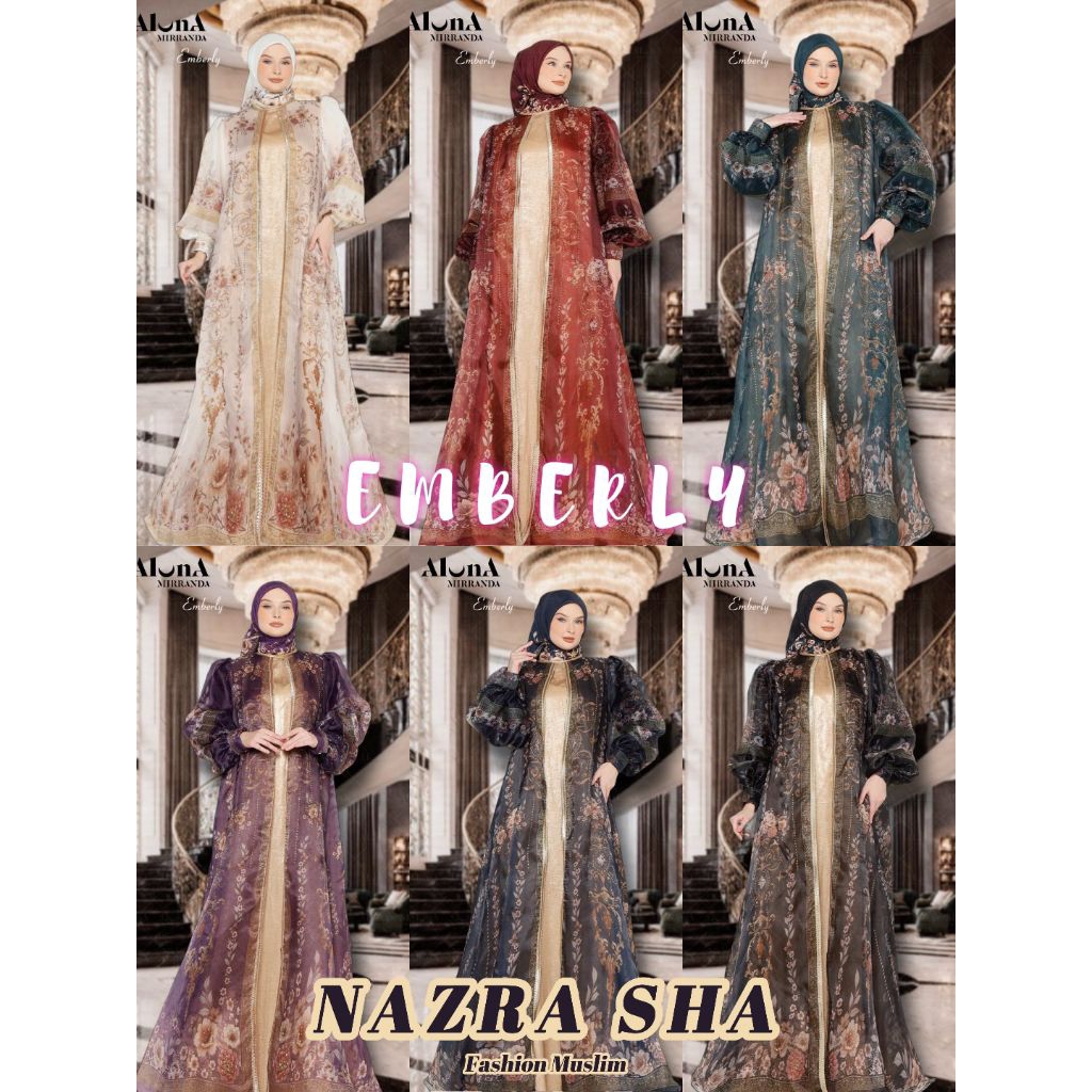 (pN) MIRANDA | EMBERLI Baju Dress Gamis Syari Muslimah Emberly Series By Aluna Mirranda. Nazra Sha