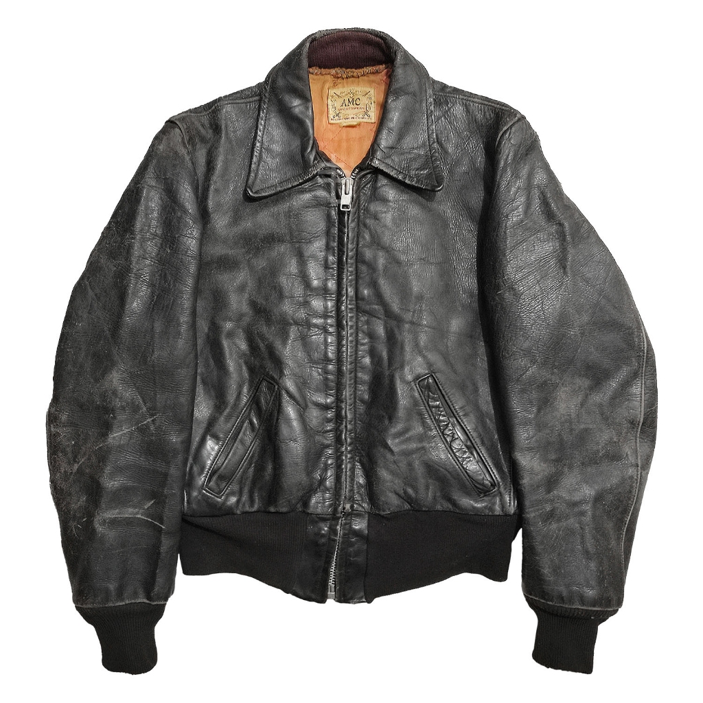 Vintage 1940s AMC Sportswear Leather Bomber Jacket True Vintage Jaket Kulit
