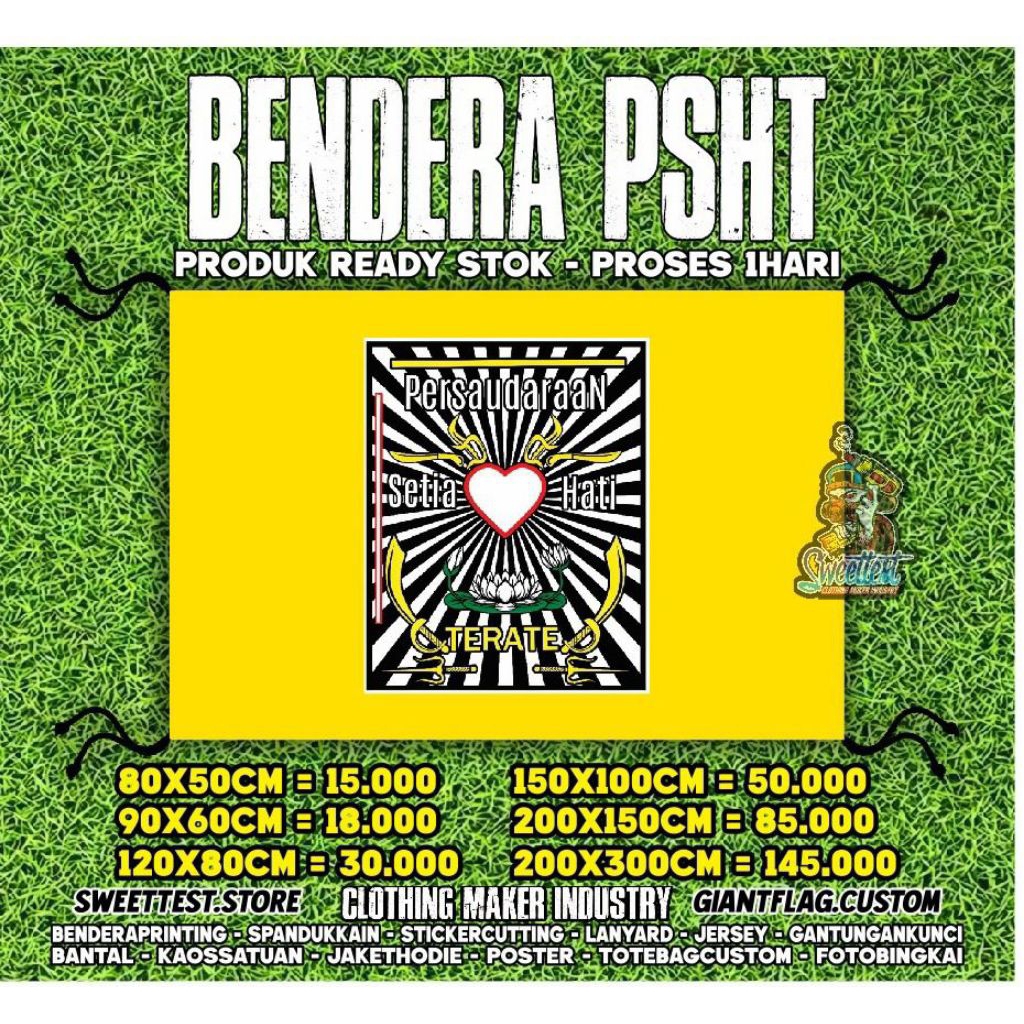 PRODUK FAVORIT + FREE STICKER SH, BENDERA PSHT, GIANTFLAG PSHT, BANNER SPANDUK KAIN SH PSHT PUSAT MA