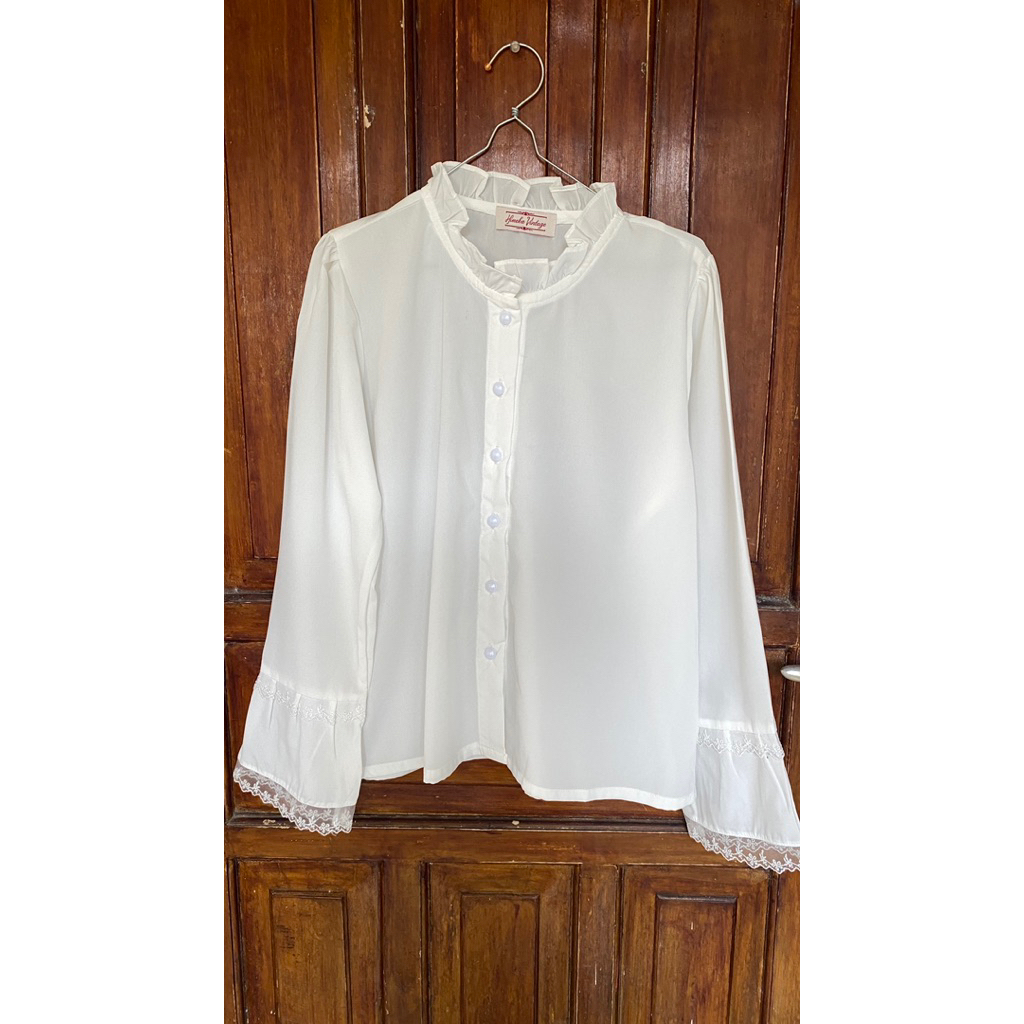 preloved blouse renda putih wanita premium