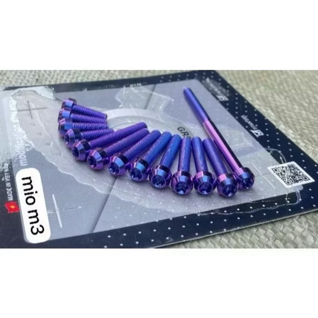 (13PC) Baut Titanium CVT Fino 125 Mio M3 Titanium Vietnam