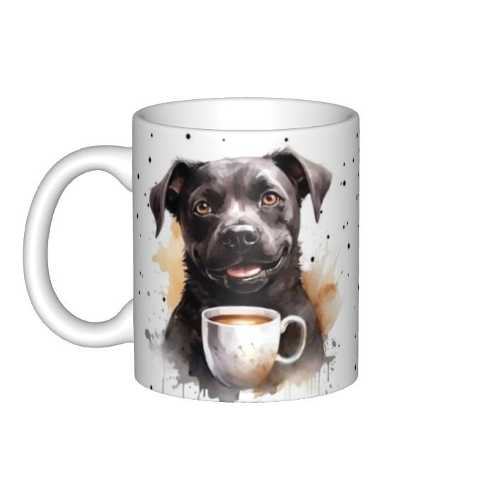 Mug Kopi Lucu Anjing Hitam dengan Kalimat Gelas Keramik