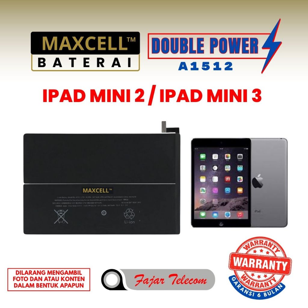Maxcell Baterai A1512 Compatible IPAD MINI 2 / Ipad Mini 3