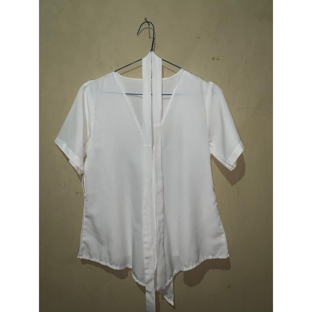 pl kemeja wanita lengan pendek tali kemeja putig