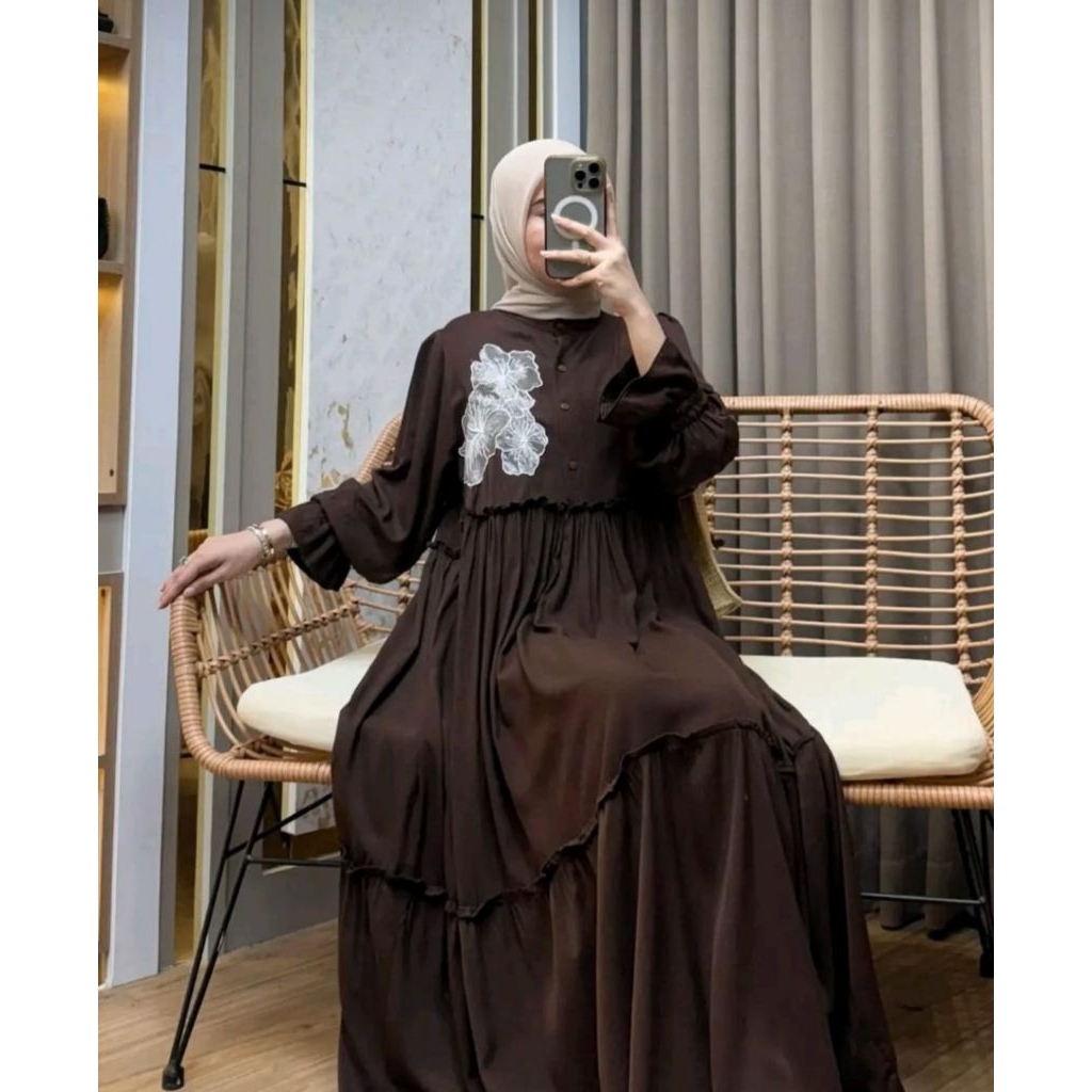 DRESS AMELIA//GAMIS RAYON POLOS BEST SELLER//MIDI RAYON TWILL PREMIUM ARSYLA